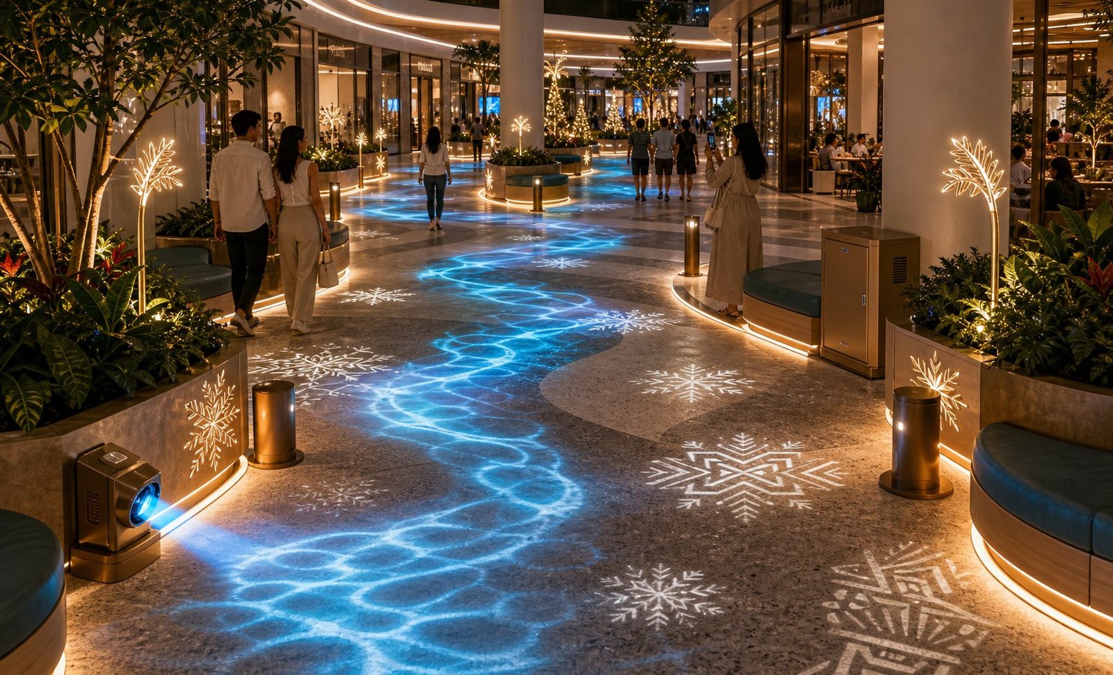 Seasonal mall lighting decor reference