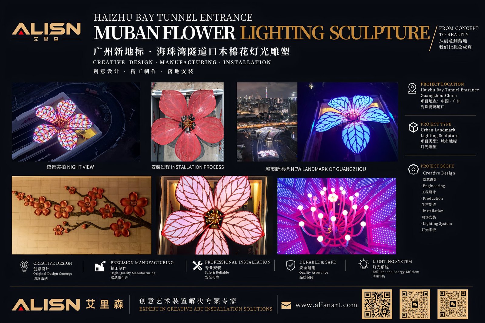 Muban flower lighting sculpture case board