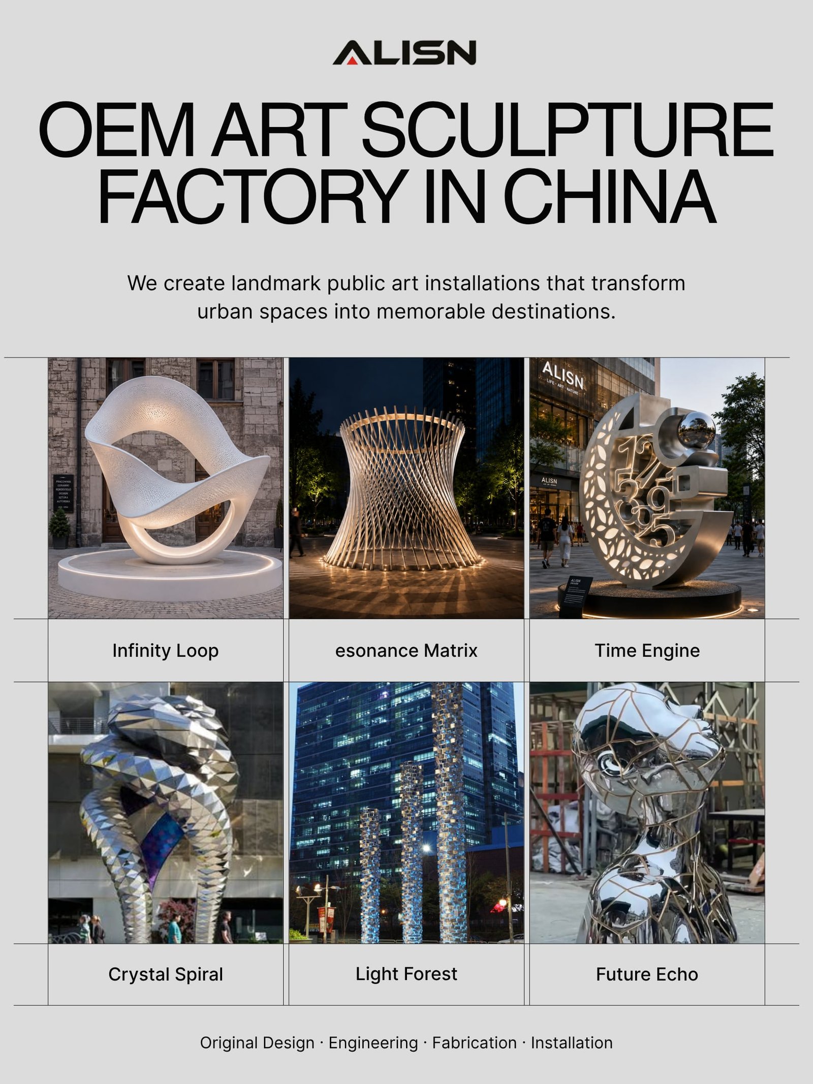 OEM art sculpture factory in China with custom public art references