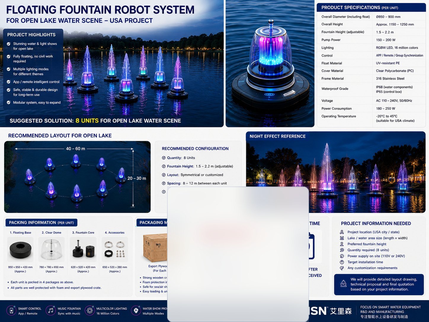 Floating fountain robot case sheet with pricing removed